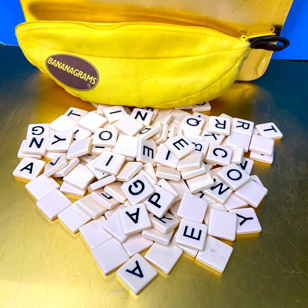 Bananagrams Word Game with Yellow Banana Shaped Pouch